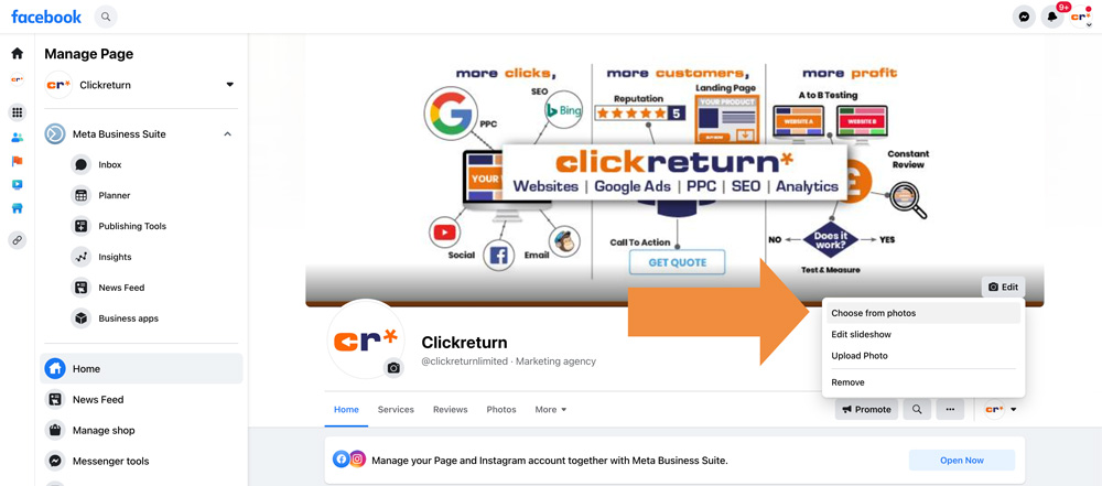 click return facebook page 4